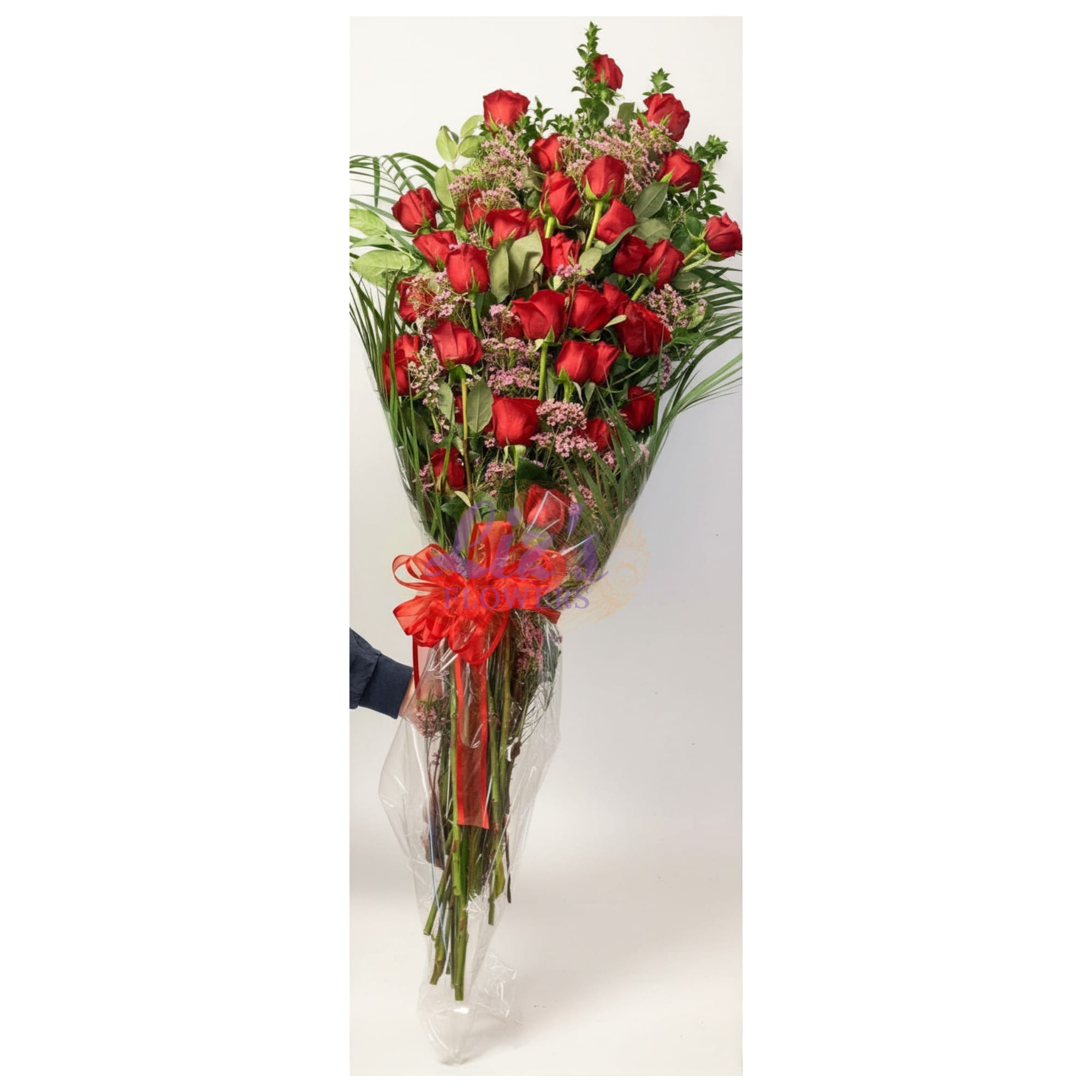 50 Premium Roses Bouquet - Show someone you love with a big bouquet of Premium Roses, presentation wrapped bouquet!