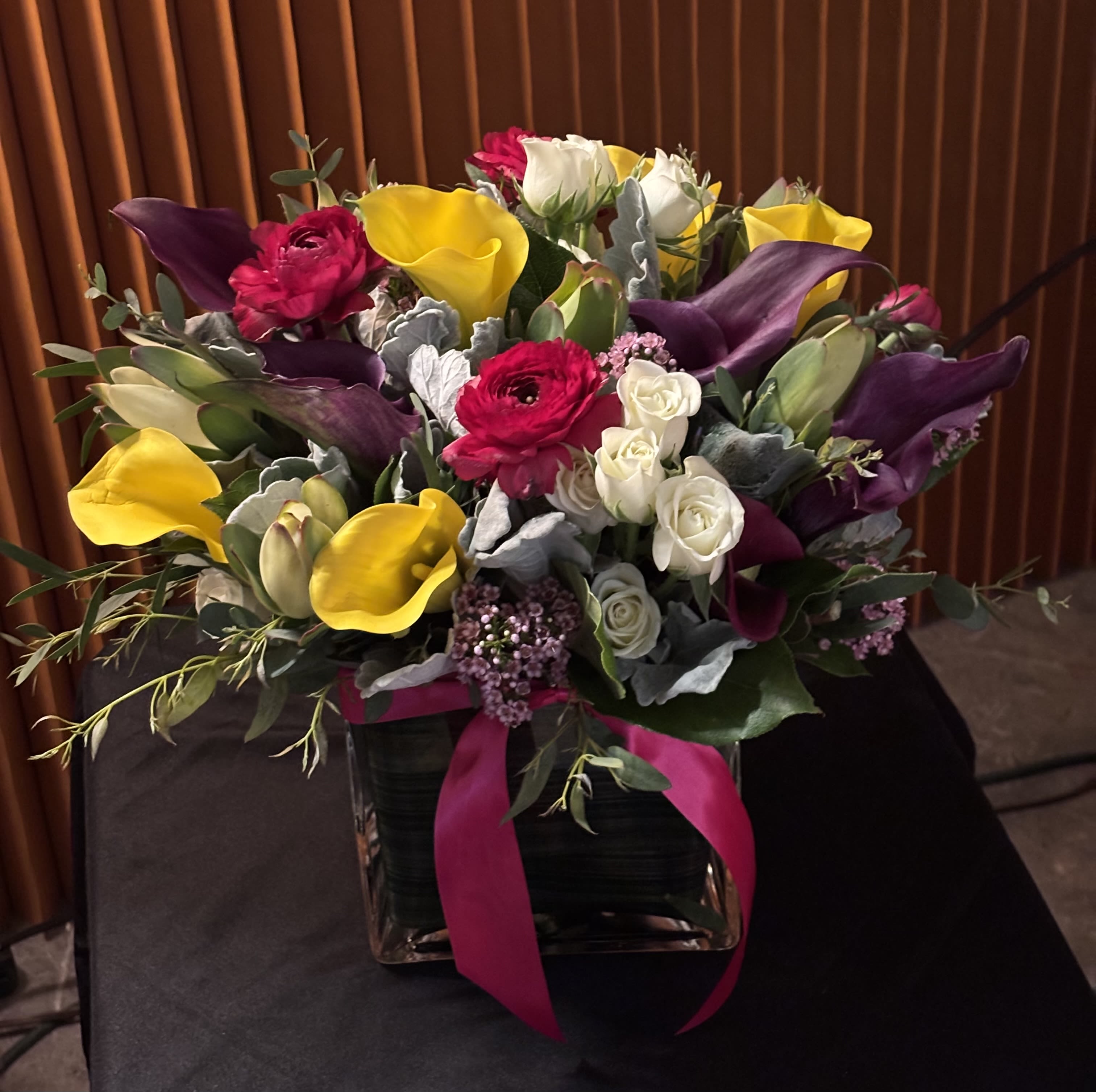 Joyful Blooms - Joyful Blooms  A vibrant and uplifting floral arrangement designed to celebrate life’s happiest moments. “Joyful Blooms” features a lively mix of colorful, fresh flowers that bring energy, warmth, and positivity to any space. Perfect for birthdays, celebrations, or simply brightening someone’s day with a thoughtful and cheerful gift.  Beautifully crafted by a Seattle downtown florist, this arrangement showcases premium flores frescas with a modern and joyful design. Ideal for anyone looking for bright, happy flowers in Seattle with a touch of elegance and charm.