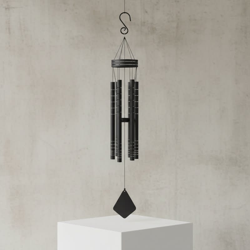 40" Wind Chimes - Aluminum chimes ring out a lovely tune.  The chime clapper is made of eucalyptus wood.  Your gift will be delivered boxed in a gift bag with tissue paper.  Approx.  40" L x 5.25" Dia. 