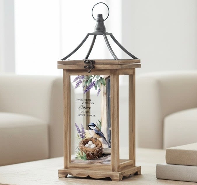 Memorial Lantern "Never Be Apart"  - "Never be apart" Lantern.  "If you listen with your heart, we will never be apart. A thoughtful gift for a loved one.