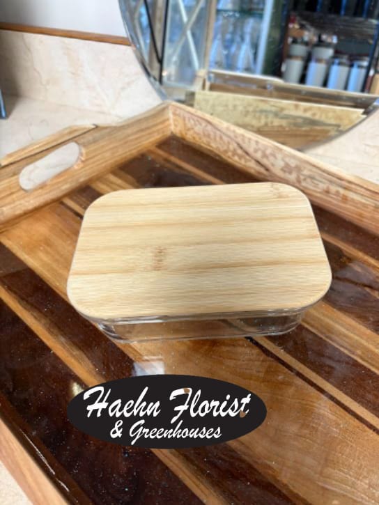 Bamboo Lid Glass Container - 3 size options - Engravable top - make for a great gift! 