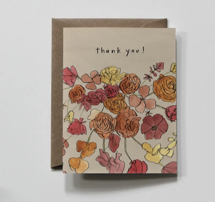 Lowercase | Grateful Muted Florals Thank You Greeting Card - Lowercase | Grateful Muted Florals Thank You Greeting Card
