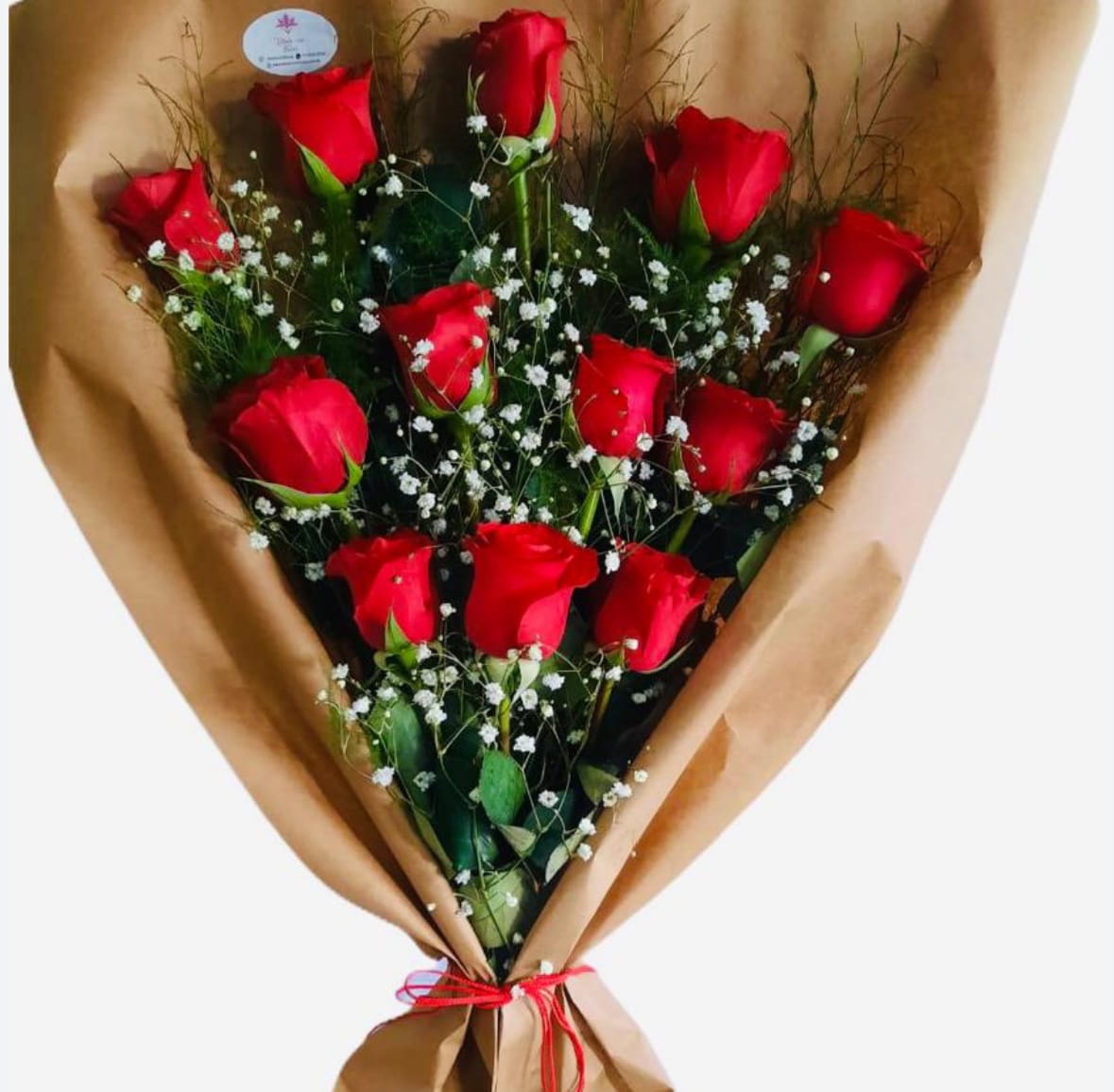 Premium Red Rose Bouquet with Baby's Breath -  A beautiful hand-tied bouquet of fresh premium 12 red roses with baby’s breath (gypsophila), wrapped in elegant kraft paper for a timeless and romantic presentation. Designed by Snyder Flowers San Antonio, this bouquet is perfect for expressing love in a simple yet meaningful way.   Same-day flower delivery in San Antonio  Perfect for anniversaries, birthdays, or romantic surprises  Fresh high-quality roses at affordable prices  A perfect choice for those searching for red rose bouquets in San Antonio, romantic flowers near you, and same day delivery flowers.