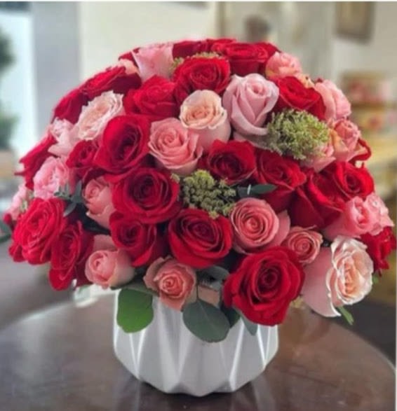 Blushing Romance Red and Pink Rose  - A stunning arrangement of fresh 80  red and soft pink roses beautifully designed to express love, admiration and heartfelt emotions. Handcrafted by Snyder Flowers, a trusted San Antonio florist, this elegant bouquet is perfect for anniversaries, romantic surprises, birthdays or special celebrations. Available for same day flower delivery in San Antonio, bringing beauty and romance to every moment.