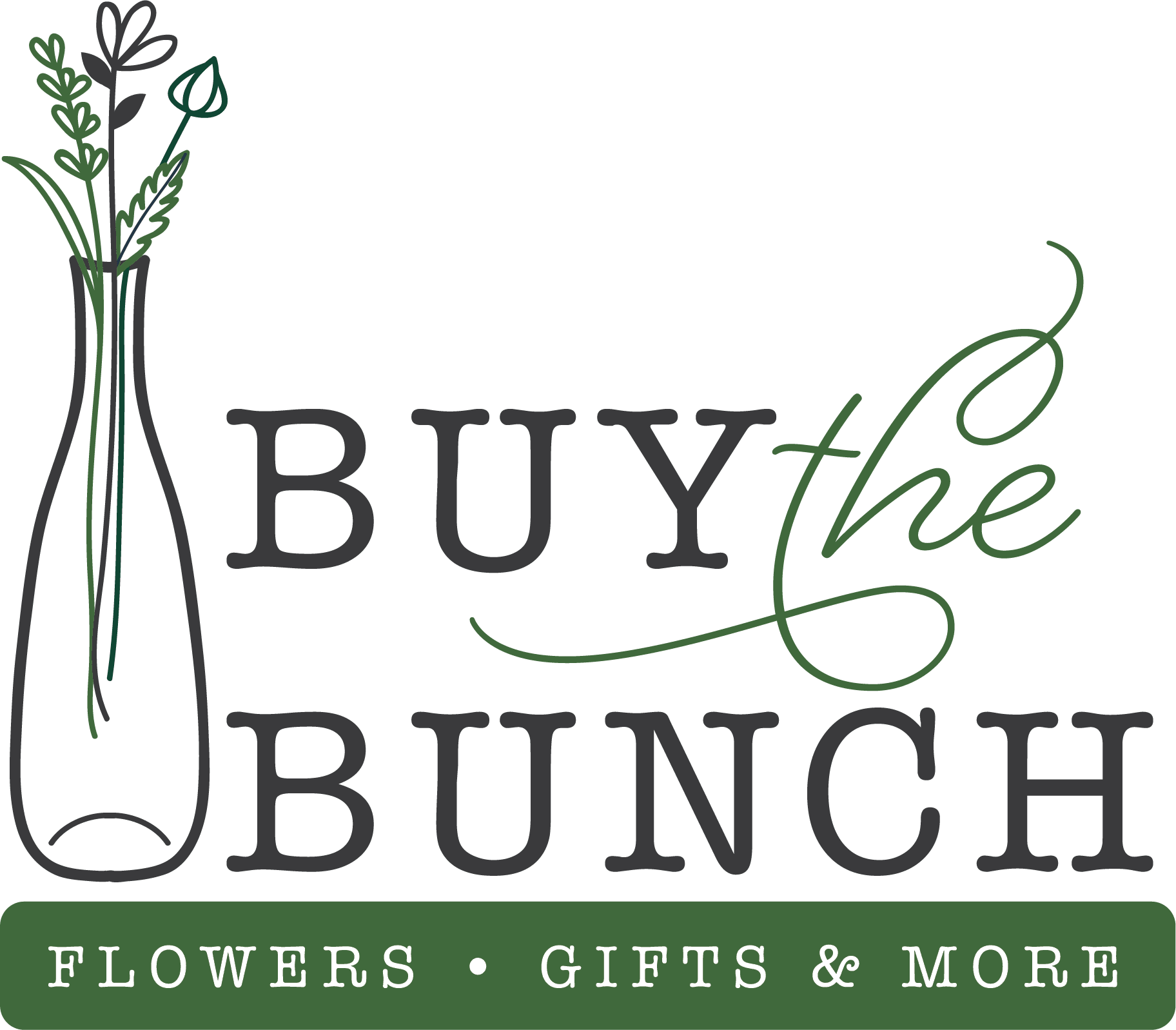 Buy the Bunch florist logo with a vase icon and flowers text