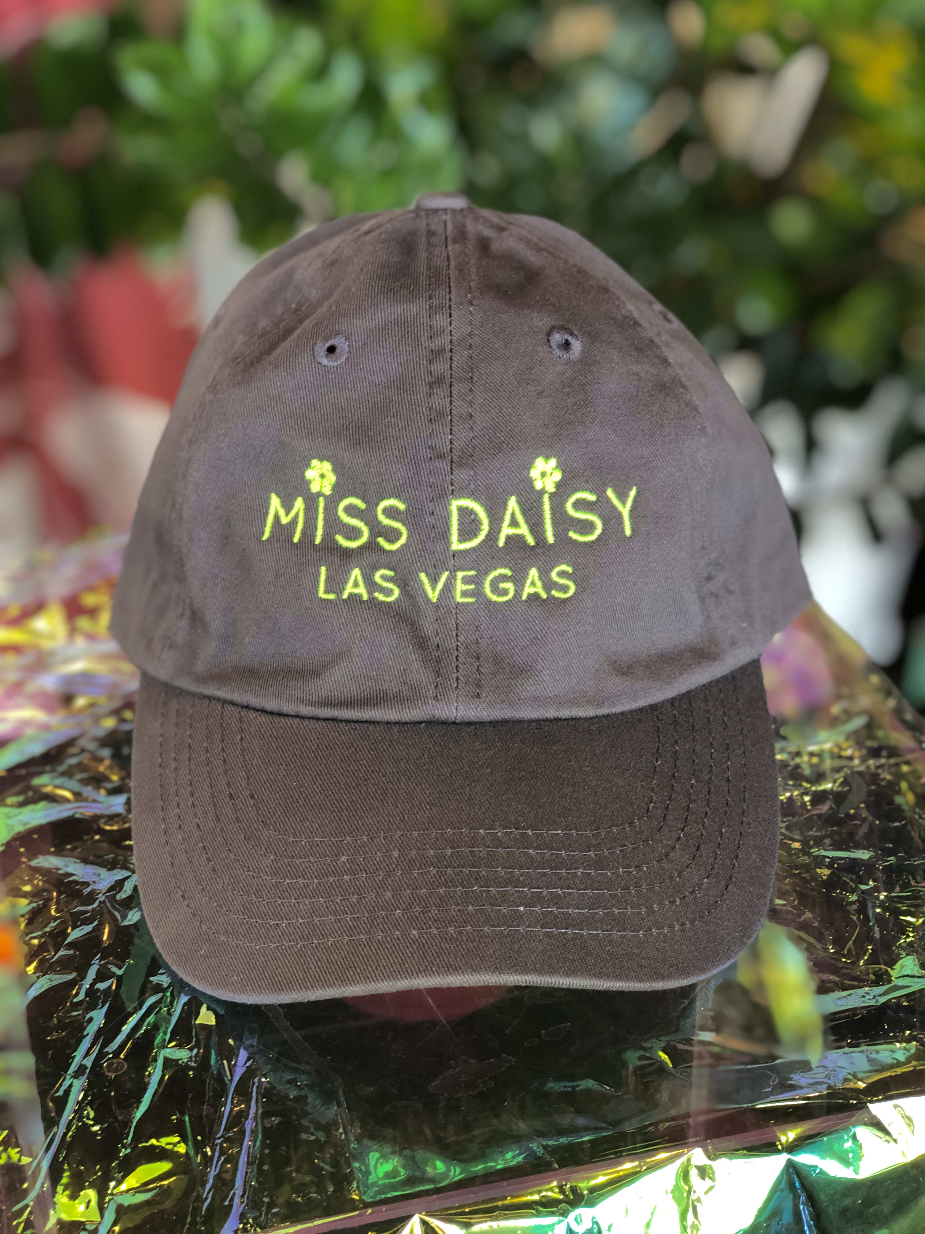 Miss Daisy Dad Hat in Grey &amp; Neon Green - These adjustable dad hats come in six different color combinations. One size fits all.  Check out all of our color combos!