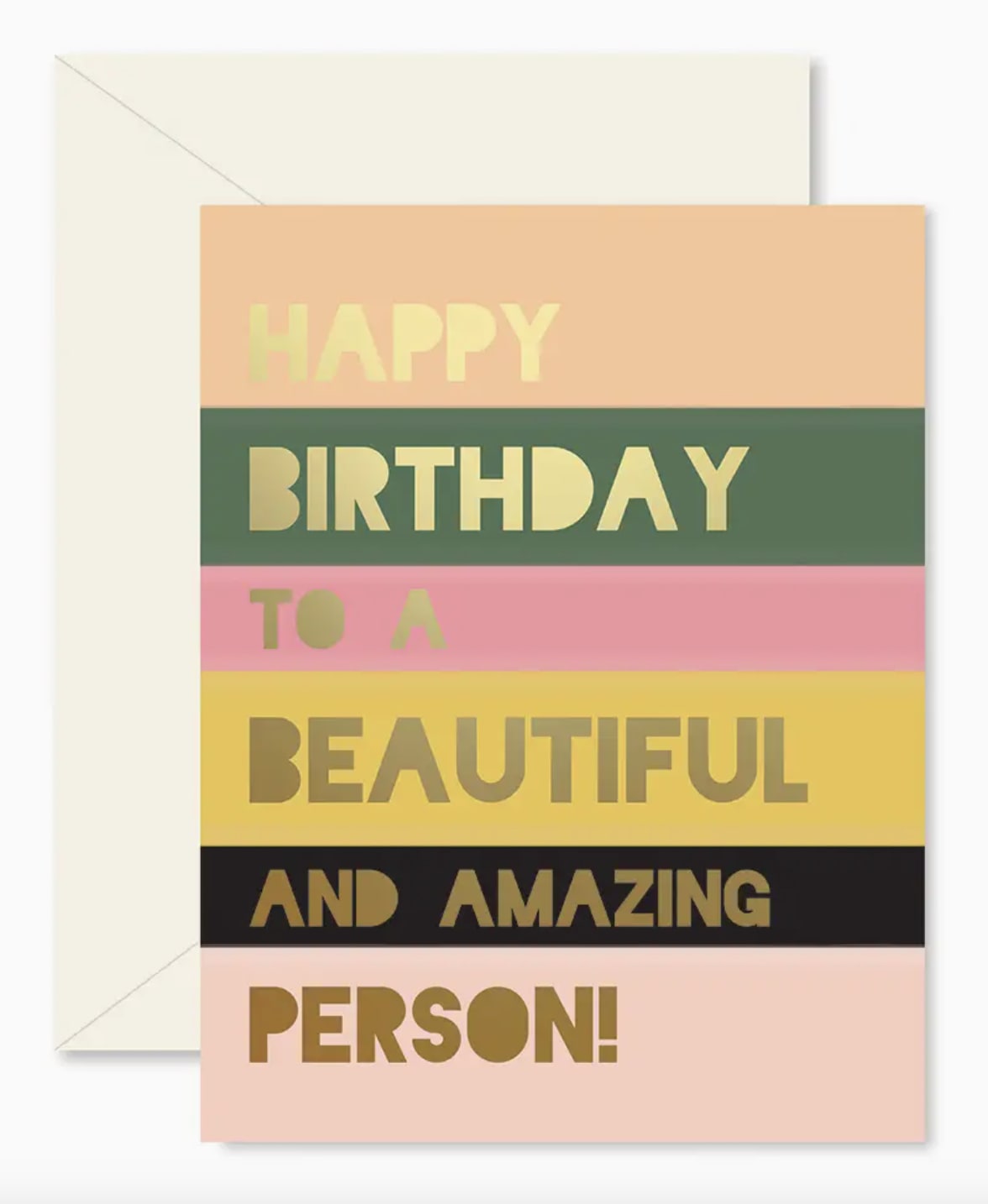 Birthday greeting card with colorful striped text