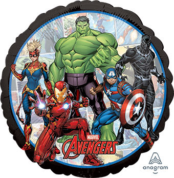 Avengers character balloon with a black scalloped edge