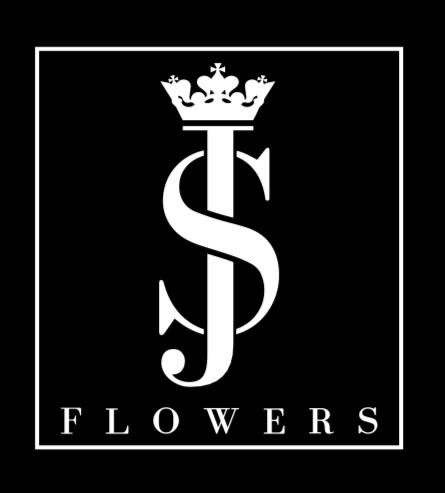 Black-and-white TS Flowers logo with a crown inside a square border