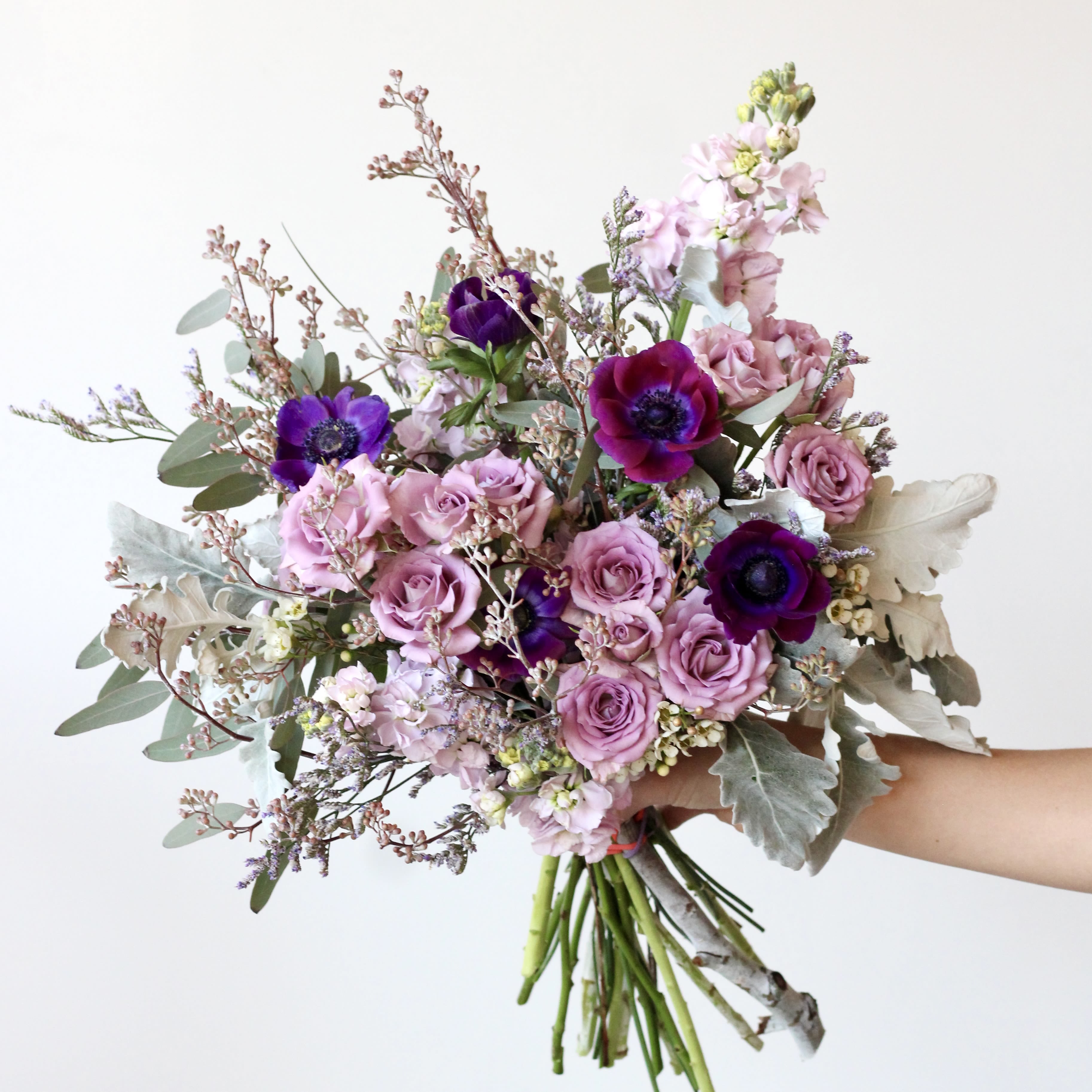 Amethyst Bouquet - The Amethyst Bouquet features a balanced mix of soft lavender and deep purple tones, making it a versatile choice for both special occasions and everyday settings.   Your bouquet will be gift wrapped in paper and ribbon, and the stems will be bundled in a wet wrap to help keep them fresh until they can be placed into a vase.  Delivery Policy: At Middlemist, we aim to make every delivery seamless and delightful. It is the sender’s responsibility to ensure the recipient is available to accept delivery between 3–5pm on the scheduled date and that the delivery address is accurate. We will send a text notification to the recipient on the day of delivery. If no one is available to receive the order, it will be returned to the shop and may be picked up or redelivered for an additional delivery fee. If a recipient requests the order be left unattended, we cannot guarantee the condition of the flowers or plants, and no refunds will be issued once an order is left outside.