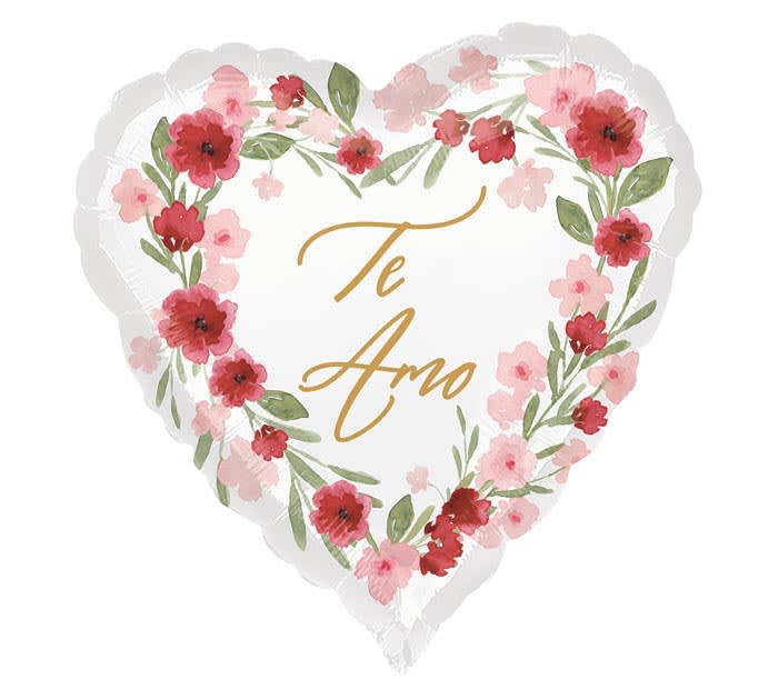 36" Te Amo Floral Jumbo Mylar - Choose this balloon for any lovely occasion.