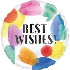 17" Best Wishes Mylar - Select this watercolor best wishes mylar!