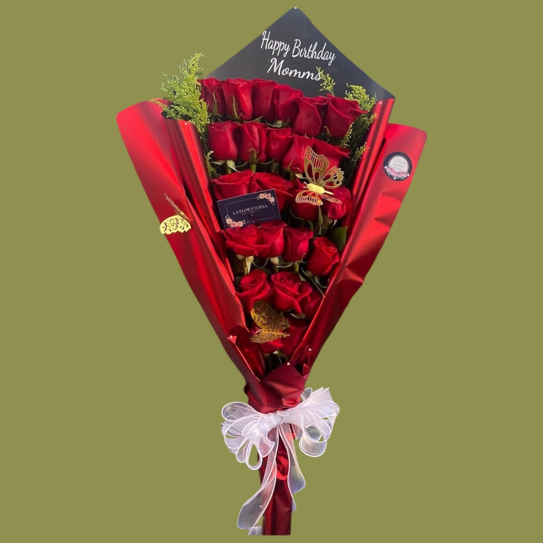 Wishes Bouquet  - Wishes bouquet of red roses with greenery on either side, giving it an elegant touch. Wrapped in paper; you can choose the color of paper you want—please specify in the comments for the florist.