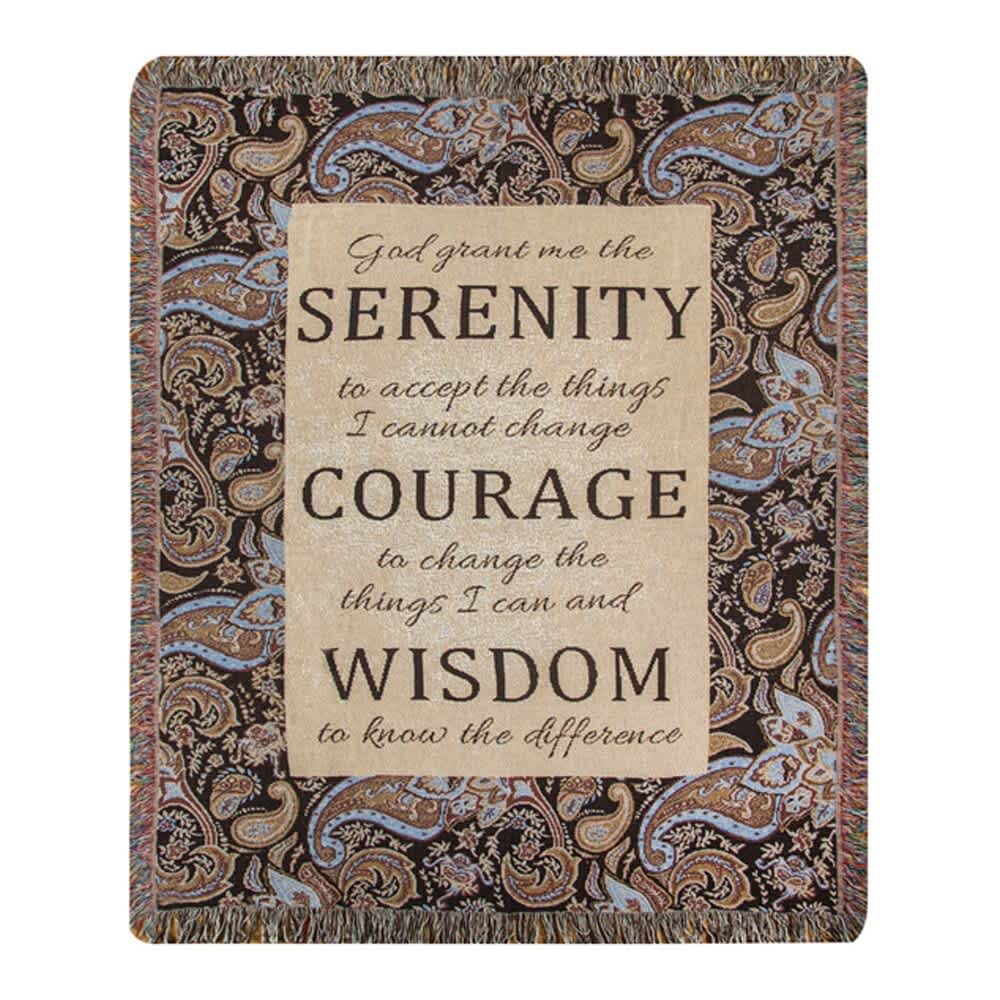 Decorative throw blanket with a Serenity Prayer quote