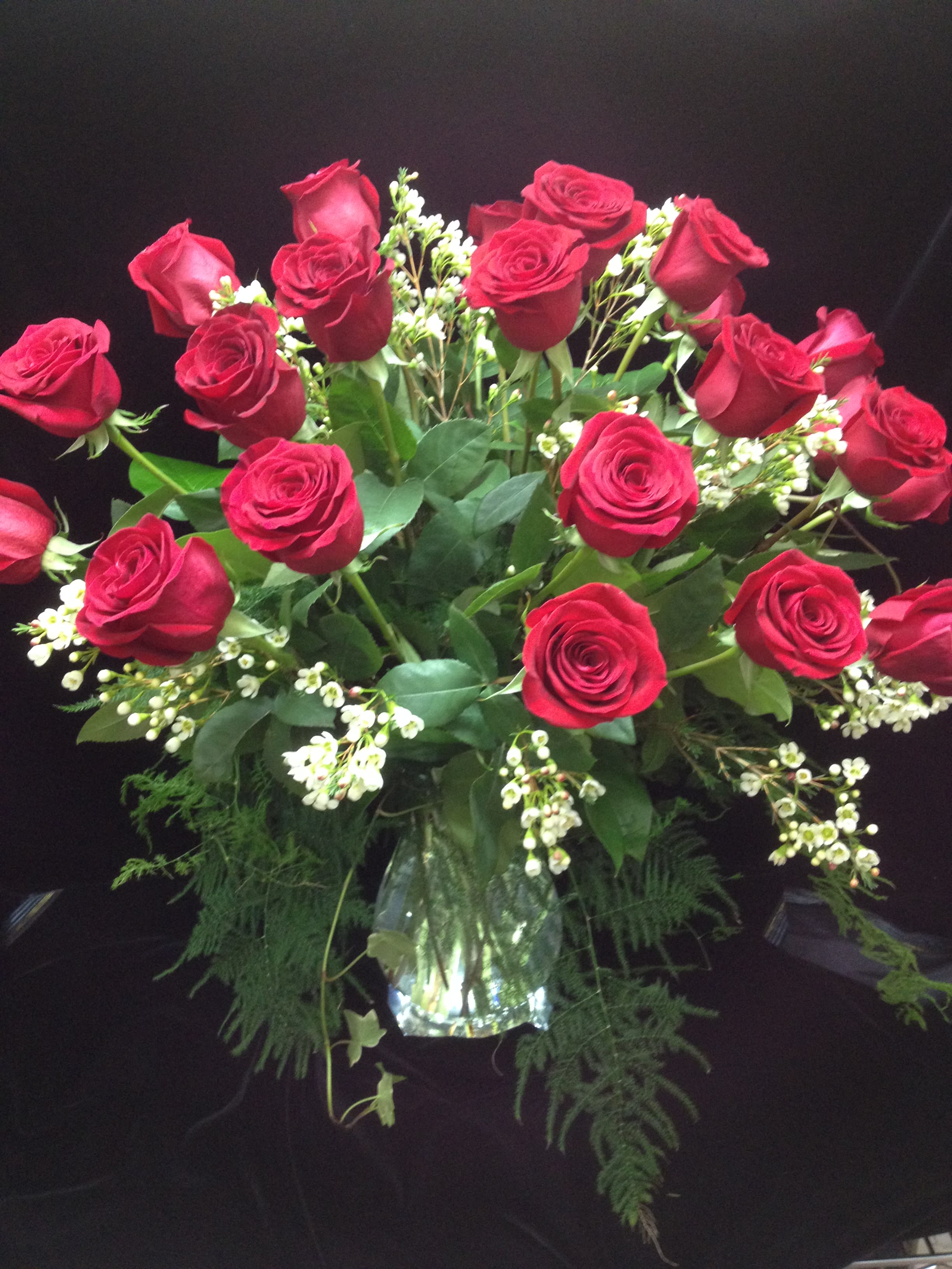 Amour Red Roses - Lush, decadent as well as traditional, for your lovely love!  Make your gift extra special and add a box of Valentine's Day Chocolate You can change the color of the rose in special instruction box at check out!