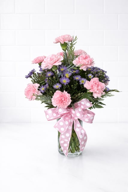Pinky Promise Carnations - 1 dozen pink carnation arranged in a beautiful vase
