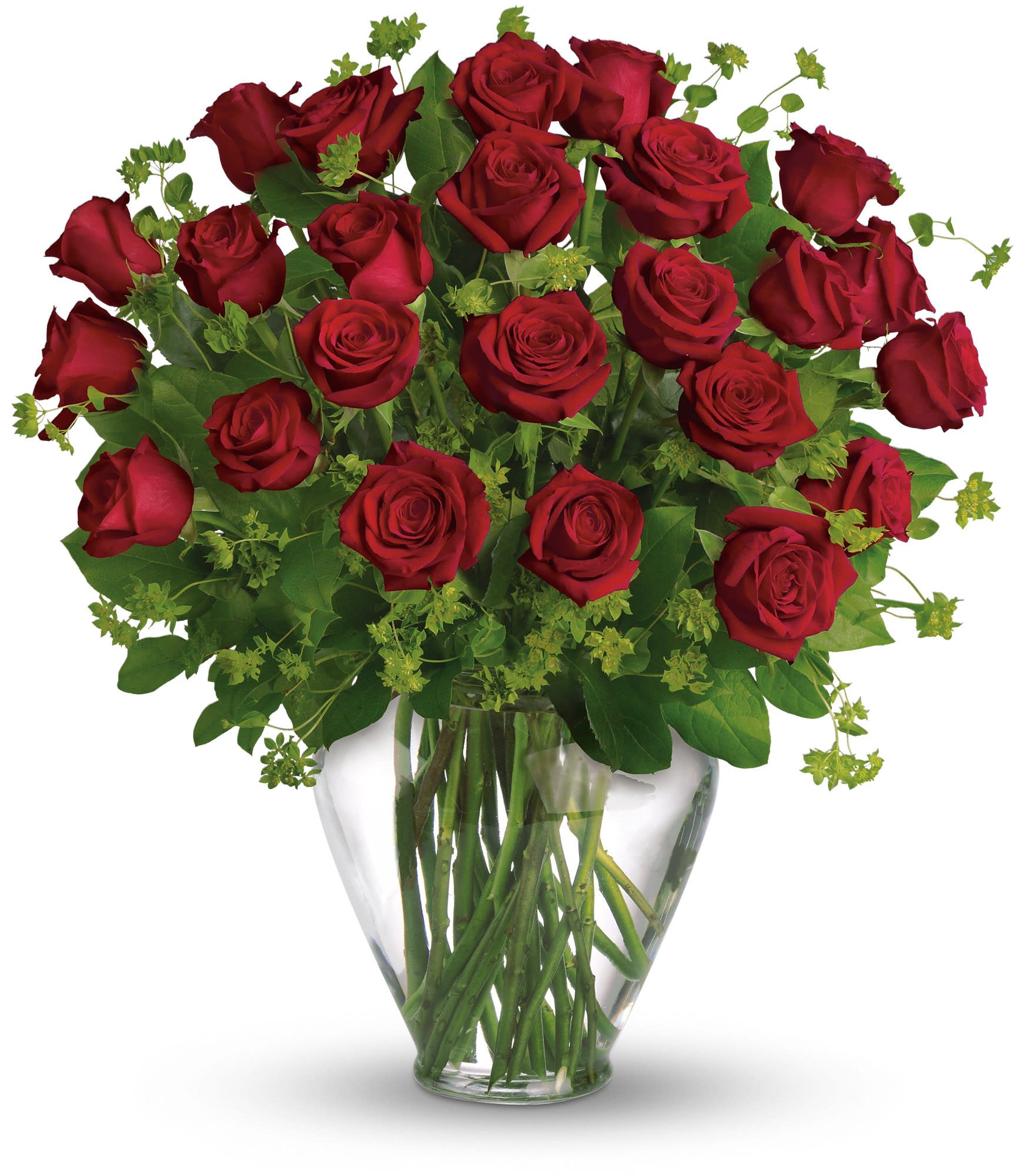 My Perfect Love - Long Stemmed Red Roses  - When it comes to romance, the red rose rules! And when it comes to delivering romance in a big way, two dozen gorgeous red roses are a brilliant choice.  Twenty-four stunning red roses are arranged with greenery and delivered in a feminine vase.       