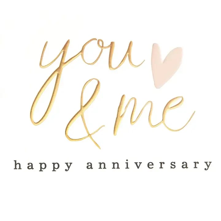 Anniversary You &amp; Me Card - Award winning publisher: Caroline Gardner. Printed on board using a low chlorine pulp from sustainable forests and are 100% recyclable. Finish: Gold Foil. 5"X5"