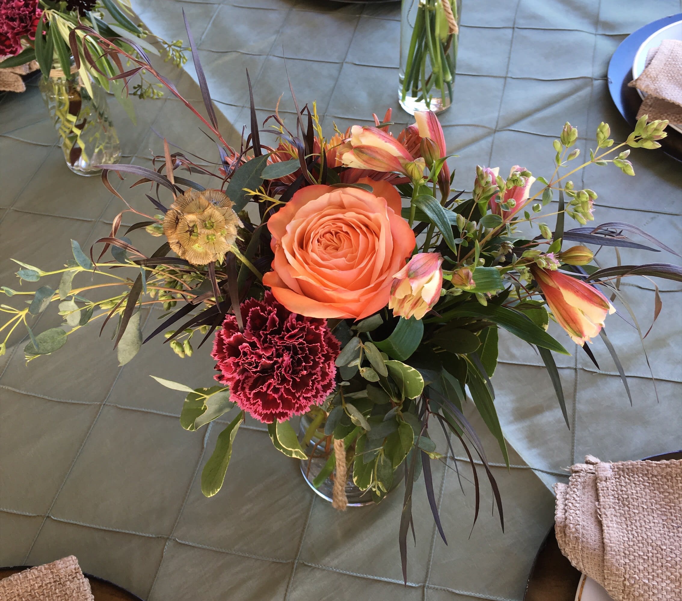 Rose Mixed Bud Vase - Small vase of a few flowers and a rose, elegantly designed. A thoughtful gift  to brighten up a friend's day. Flowers and vase will vary.