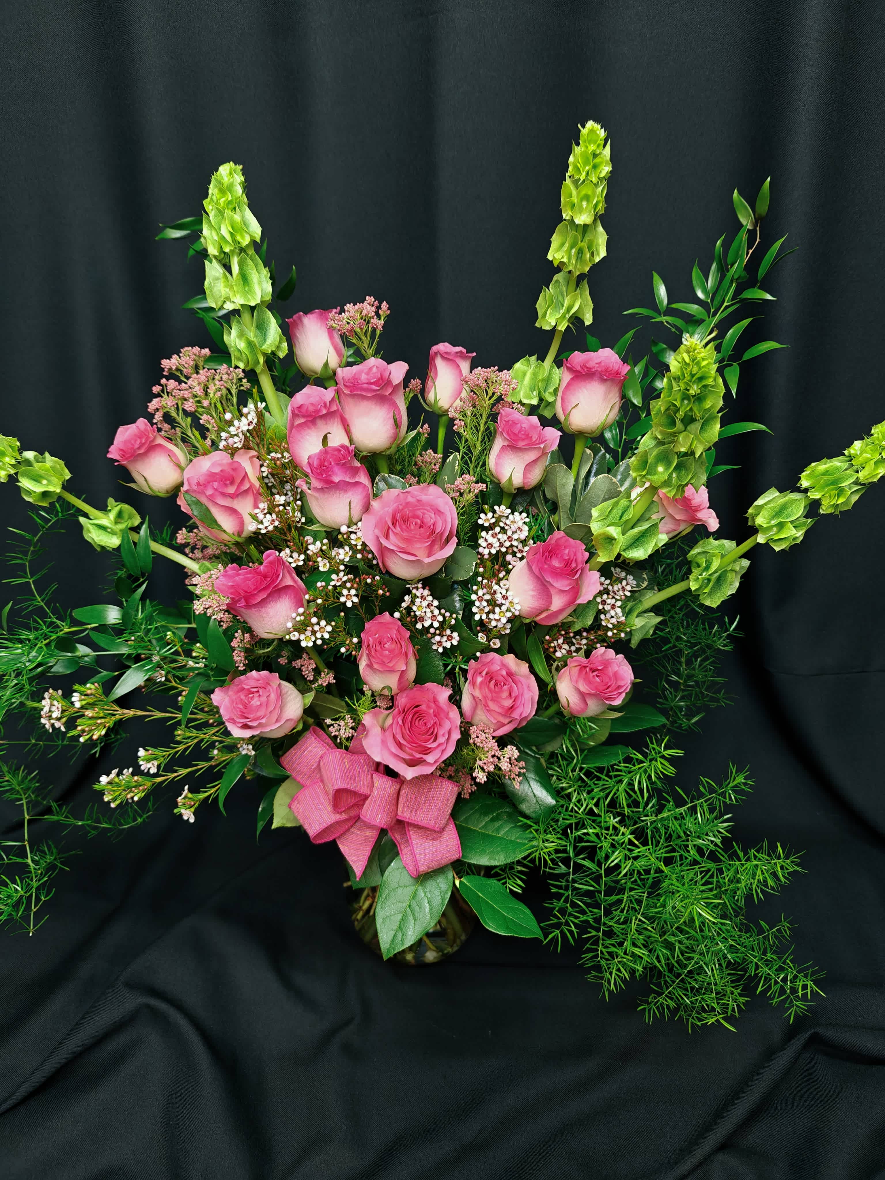 18 Long Stem Bicolor Roses Plus with 2 Fillers  - 18 roses premium roses plus additional tall flowers and 2 types of gorgeous filler flowers (which may vary in order to complement your rose color).  This is a very lovely Valentine or Mother's day unique rose arrangement of premium roses and accent flowers.* 