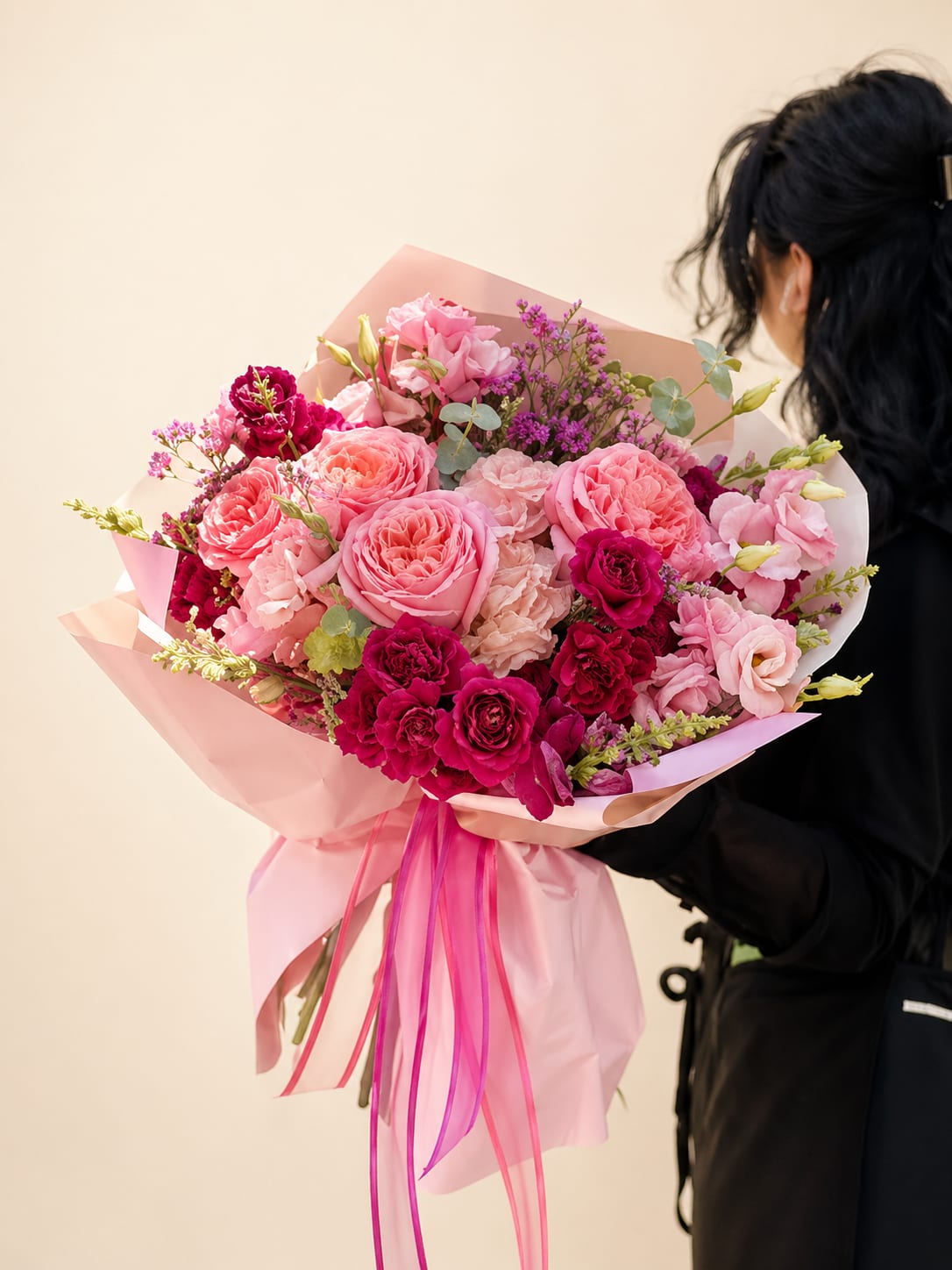 Berry + Blush - Berry + Blush - overflowing with shades of pink, cranberry, deep magenta, and rich purples. This bouquet blends the sweetness of berry tones with the depth of autumn hues, creating a look that’s both bold and romantic. Perfect for adding a pop of girly charm to the cozy season.