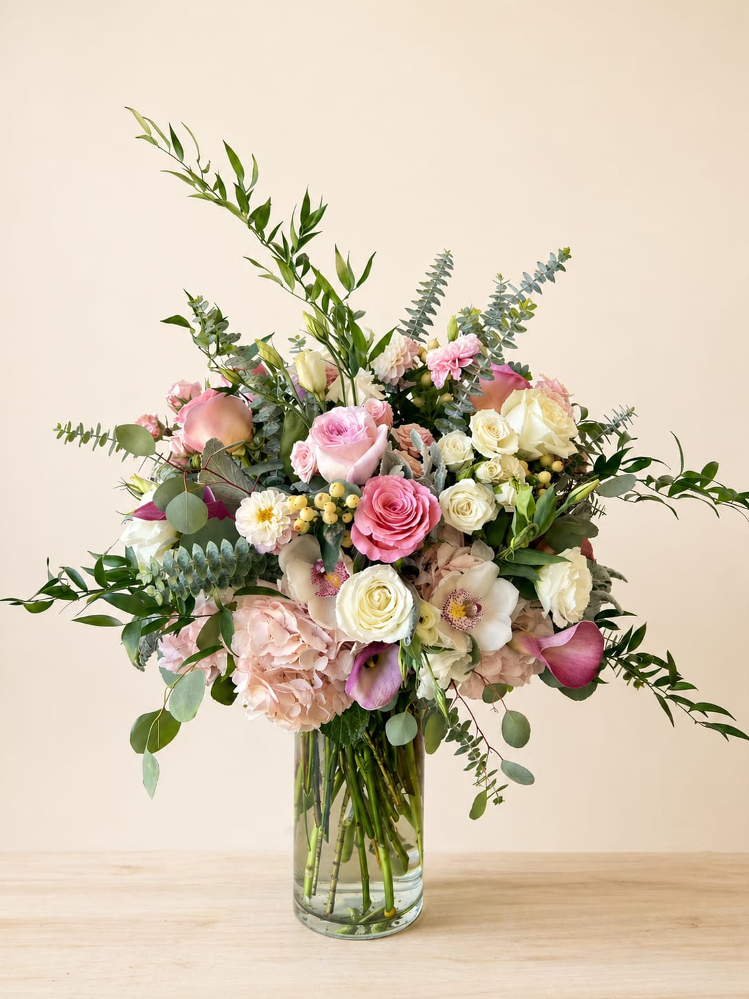 Lovely Dreams - Beautiful Round Arrangement with light pinks and white florals 