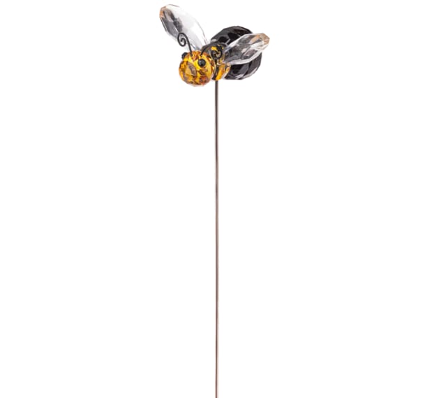 Decorative bee ornament on a thin metal stake
