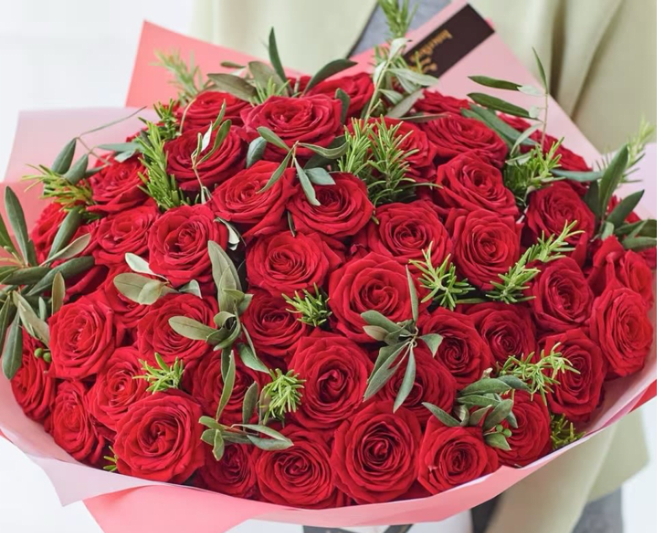 Unforgettable 50 Red Rose Bouquet - Want to make a big impression? You’ll need roses. 50 to be precise.