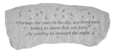 Stone plaque with a memorial quote and star decorations