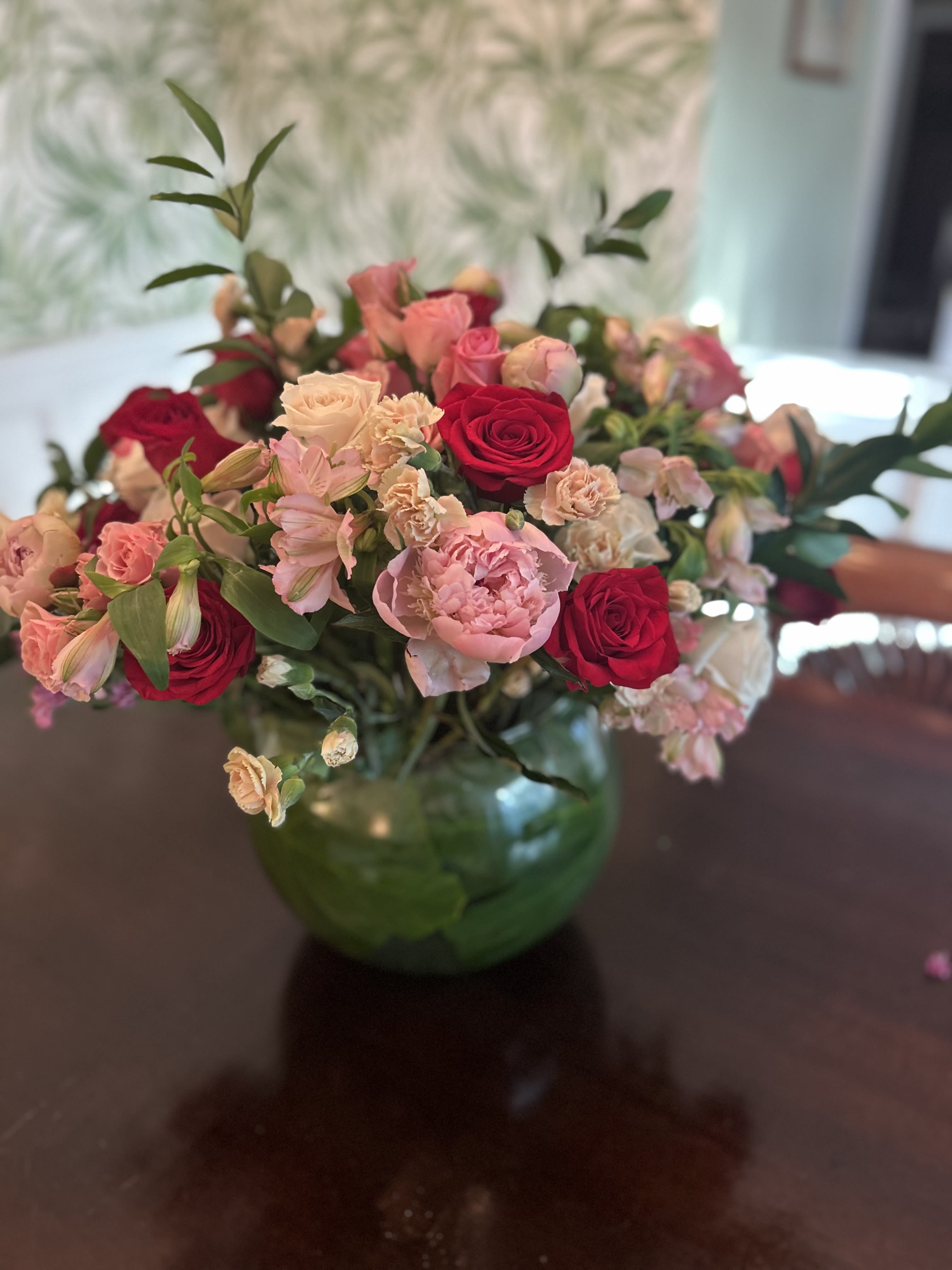 Breathless - A knockout of 4 dozen roses, peonies and accent pieces