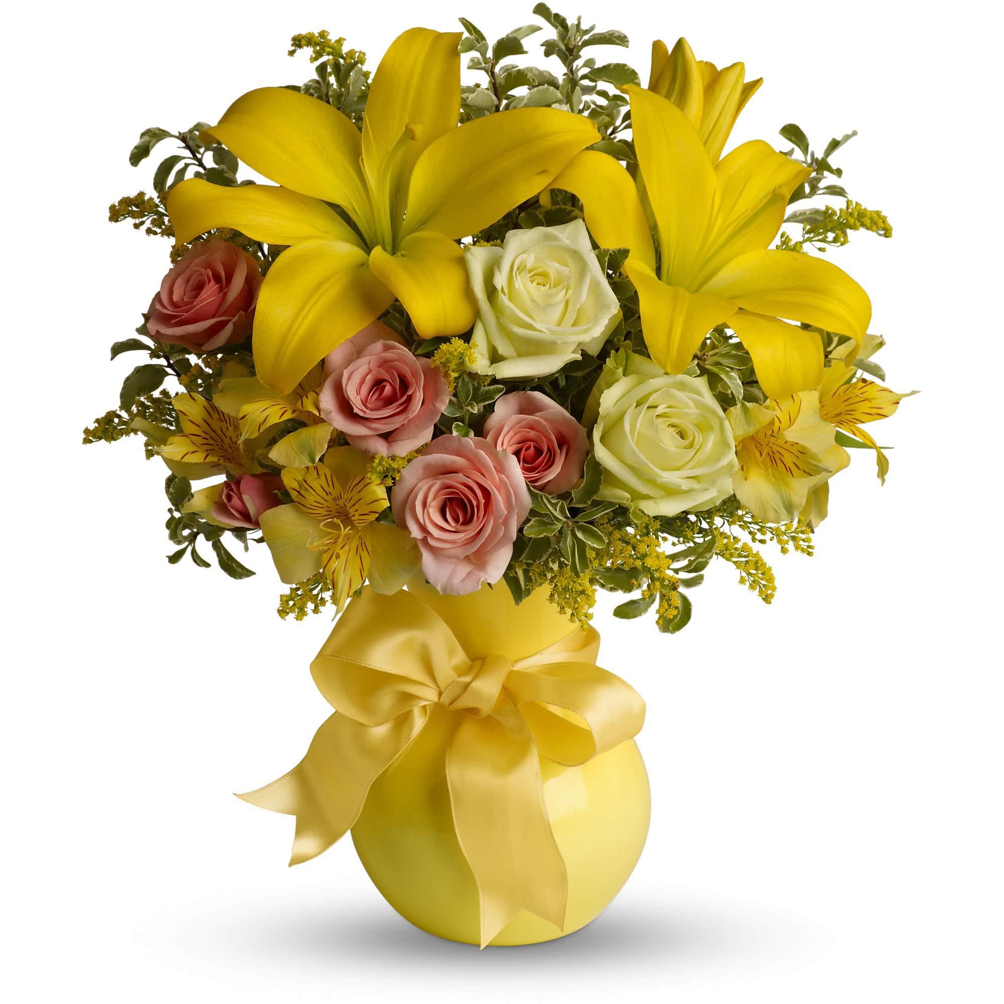 Teleflora's Sunny Smiles - What better gift to send someone than a sunny smile? Think how much that sentiment delivered in the form of this beautiful and cheerful bouquet will mean to whoever's on your mind today.  