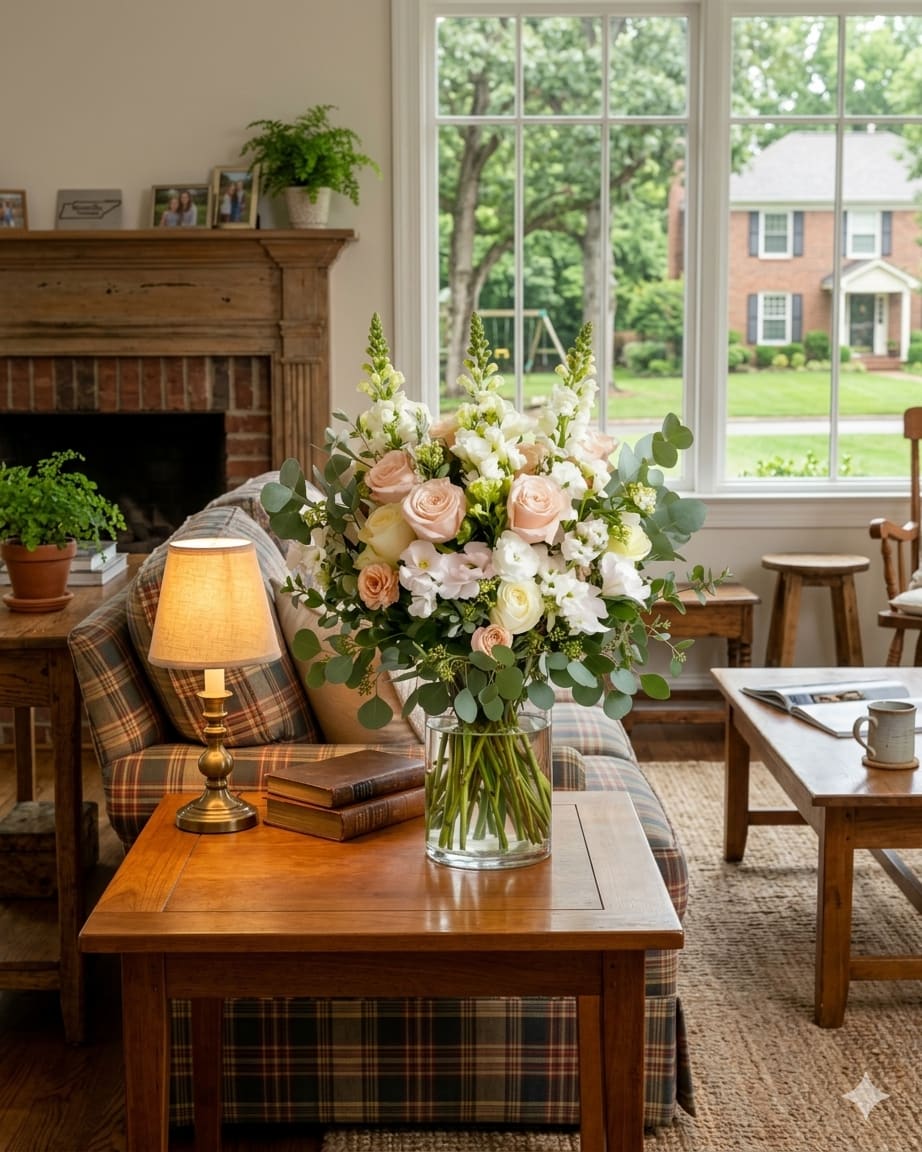 Garden Bliss - A refined and delicate blend of soft ivory, blush, and peach blooms, this bouquet exudes effortless elegance and charm—perfect for any special moment.