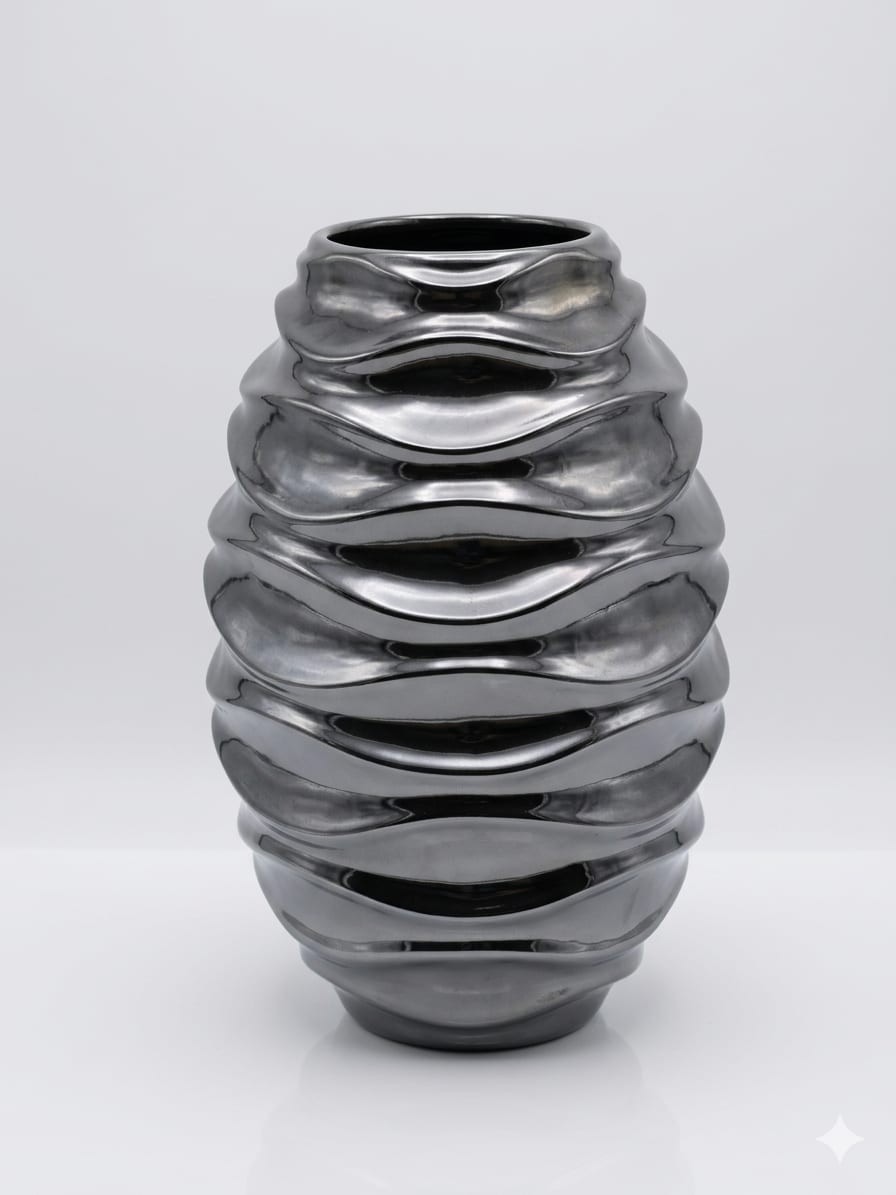 Charcoal Metallic Gray Vase - Charcoal Metallic Gray Vase. This vase is heavy and stands 14 inch tall without holes at the bottom for real or fake flower's or plants. 
