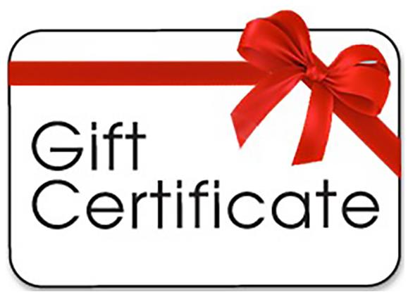 Gift certificate card with a red ribbon bow