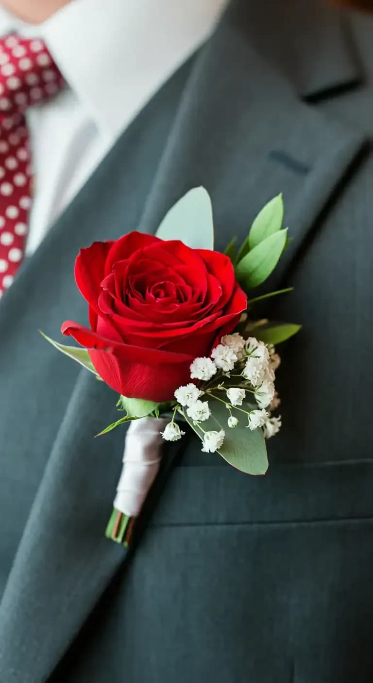 Boutonniere - Red Rose - Red rose boutonniere