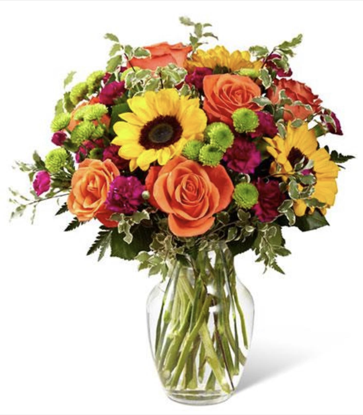 Fabulous Fall Bouquet - Gorgeous Fall bouquet with orange roses and sunflowers