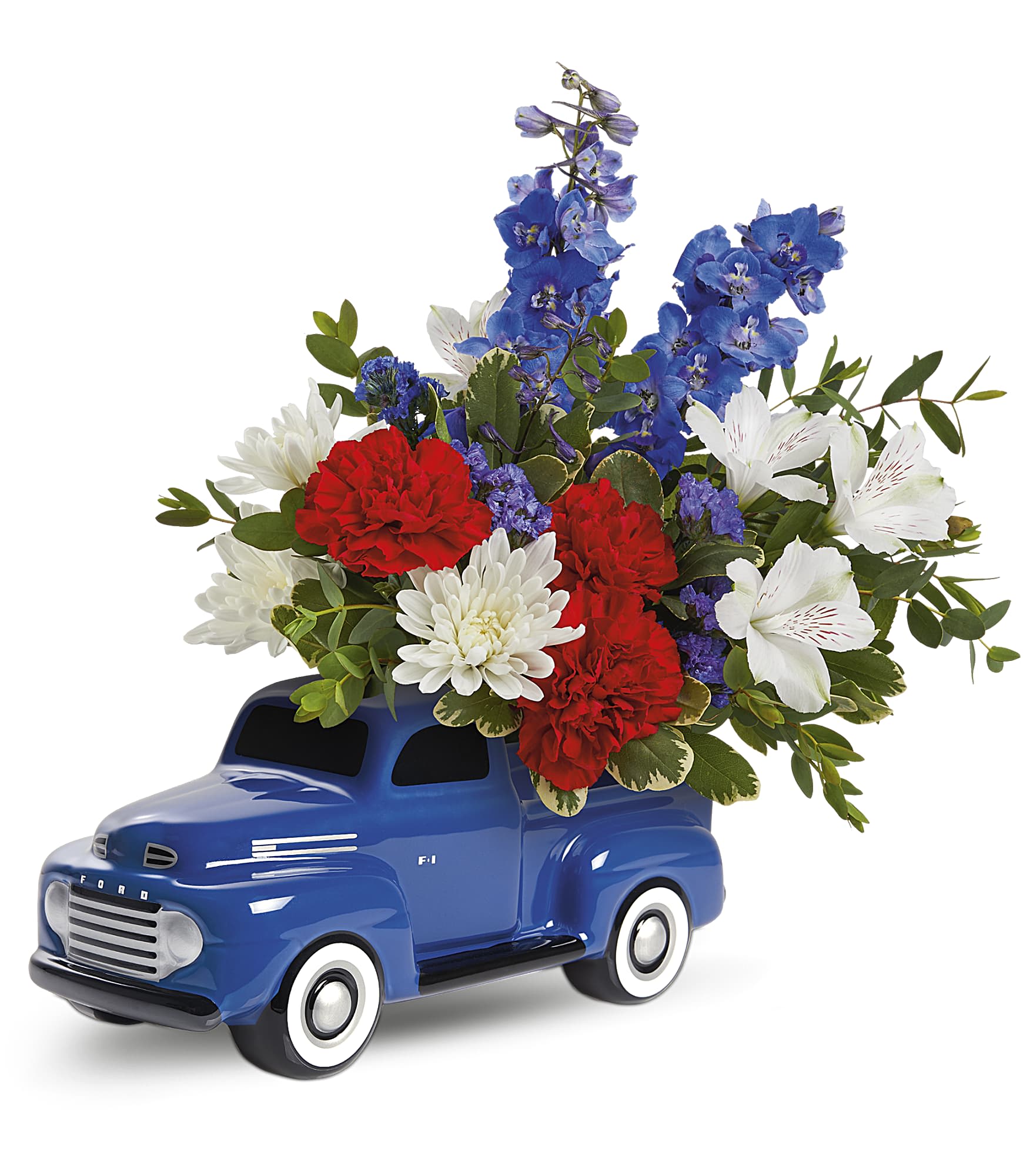 Heyday Ford Pickup Bouquet - The perfect pick-me-up, this vintage ceramic pickup is hand-glazed and filled with fresh flowers for an unforgettable gift.