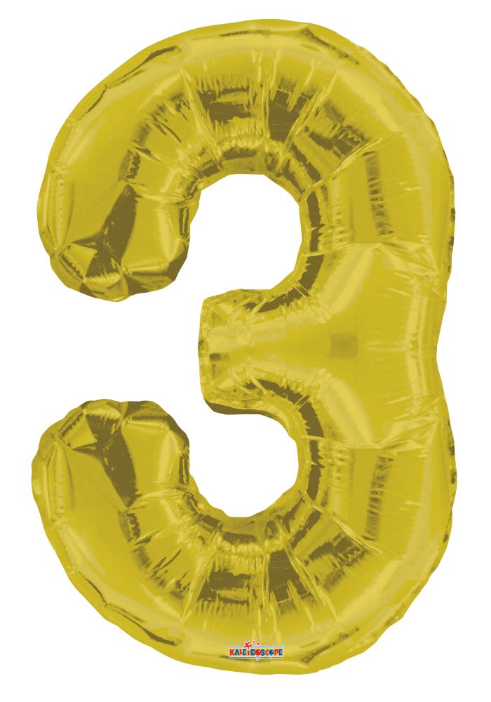 Gold Number 3 Balloon - Get the party started with our number balloons perfect for their big day