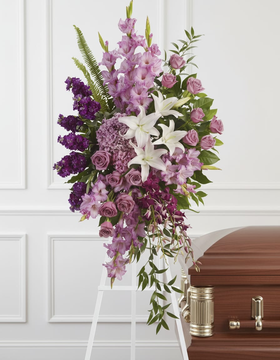 Sacred Garden Spray - A lovely lavender spray of flowers lets you share your compassion, hope and beauty with all. Beautifully simple. Beautifully serene. It's the perfect way to send your sincere sympathy.