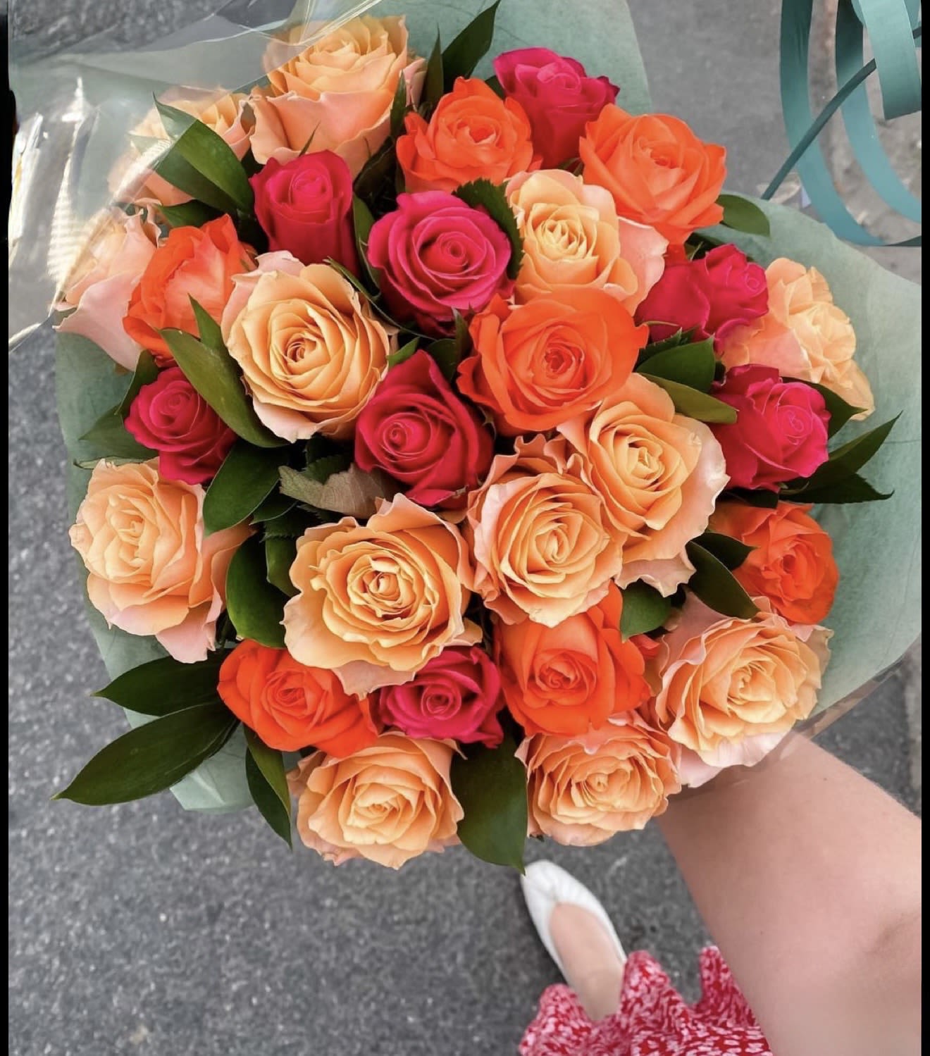 Colorful Roses – Wrapped Bouquet - Bright, vibrant, and full of joy, our Colorful Roses Wrapped Bouquet is designed to make any occasion unforgettable.  premium roses, beautifully hand-wrapped in elegant floral paper. Customize your bouquet with a single color such as Yellow, Orange, or Hot Pink, or select a stunning mixed-color combination for an even more cheerful and eye-catching arrangement. Solid Orange Solid Hot Pink Mixed Colors Each bouquet is carefully crafted with fresh, premium roses and finished with stylish wrapping for a luxurious presentation. Perfect for birthdays, celebrations, anniversaries, congratulations, or simply brightening someone's day.  Includes: Your fresh roses Premium floral wrapping Complimentary message card  Flower colors and wrapping styles may vary slightly based on seasonal availability and designer creativity.