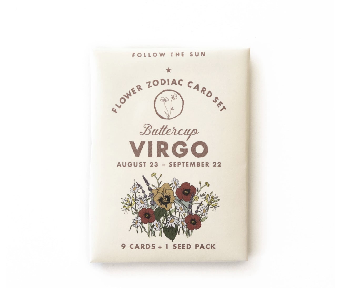 Virgo flower zodiac card set package with floral illustration