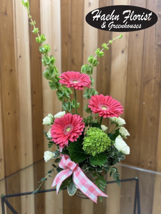 A Daisy A Day - Bright &amp; Cheerful Everyday Arrangement  Add a burst of joy to any day with this simple yet elegant floral arrangement from Haehn Florist &amp; Greenhouses in Wapakoneta, Ohio. Featuring a beautiful mix of bright, bold colors, this design is perfect for celebrating life’s little moments, saying “thank you,” or simply bringing cheer to someone’s home or office.  Our talented florists carefully select fresh seasonal blooms to create an uplifting display that’s both timeless and vibrant. Whether you’re surprising a friend, sending love to family, or treating yourself, this everyday arrangement is the perfect choice to brighten any space.  Available for same-day flower delivery in Wapakoneta and surrounding areas, this cheerful bouquet is handcrafted with care right here at:  Haehn Florist &amp; Greenhouses 410 Hamilton Rd. Wapakoneta, OH 45895 Phone: 419-738-8485  Order online today and let Haehn Florist help you spread happiness with flowers!