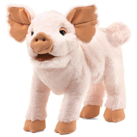 Folkmanis Piglet Hand Puppet  - With its sweet smiling face and curlicue tail, this PIGLET PUPPET is all yours to sing along with your favorite barnyard tunes, zip-line through the forest, or snuggle in your arms. Length:15" Long  Width:7" Wide  Height:10" Tall  Weight:7.36 oz.