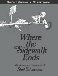 Book cover with the title "Where the Sidewalk Ends" and a small illustration.
