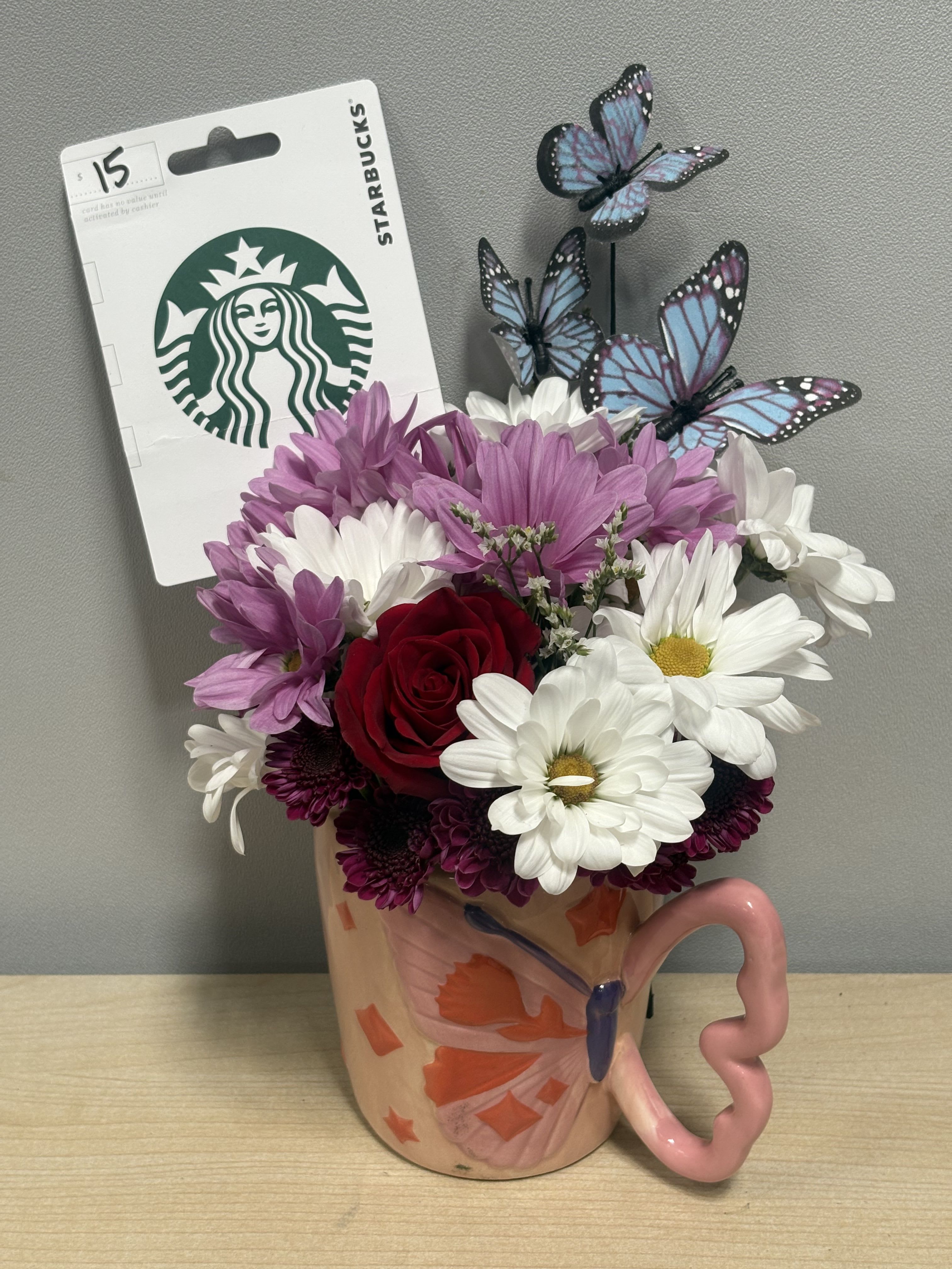 Butterfly Floral &amp; Starbucks - As shown 