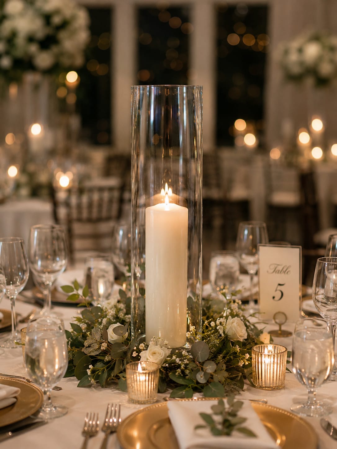 Felicia Cylinder Vases - Create the kind of statement piece guests notice the moment they walk into the room. The Felicia Cylinder Vase brings height, drama, and versatility to wedding receptions, ceremonies, galas, corporate events, and upscale celebrations. Its clean glass design works beautifully with everything from lush floral arrangements and cascading greenery to floating candles, hanging crystals, fairy lights, branches, orchids, pampas grass, and seasonal décor.  Because of its impressive height, the Felicia Vase naturally draws the eye upward, helping create dimension throughout your event space without overwhelming the table. Use it as a dramatic reception centerpiece, line multiple vases down a long banquet table, frame an entrance, highlight a sweetheart table, or create a stunning ceremony backdrop. Its timeless clear-glass design blends effortlessly with romantic, garden, rustic, modern, boho, classic, luxury, and black-tie wedding styles.  Pair it with coordinating hurricanes, compotes, candlelight, lanterns, or floral designs from Aspen Attic Wedding &amp; Event Rentals to create a cohesive look throughout your venue. Whether you’re planning an intimate gathering or a large-scale celebration, the Felicia Cylinder Vase offers the flexibility to transform your vision into something unforgettable.