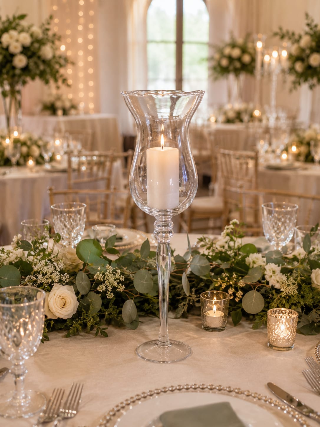 Harmony Stem Vase - This is the piece that catches the eye from across the room. The piece that helps define a reception table, frame a sweetheart table, or create the kind of dramatic centerpiece guests photograph before dinner is even served. As the tallest vase in our pedestal stem collection, the Harmony Vase was created for designs that deserve to be seen.  Fill it with lush florals and it becomes a showpiece. Add candlelight and it creates instant romance. Incorporate greenery and it brings life, texture, and scale to your décor. However you style it, the Harmony Vase helps create that feeling every couple hopes for when the doors open and guests see the room for the first time.