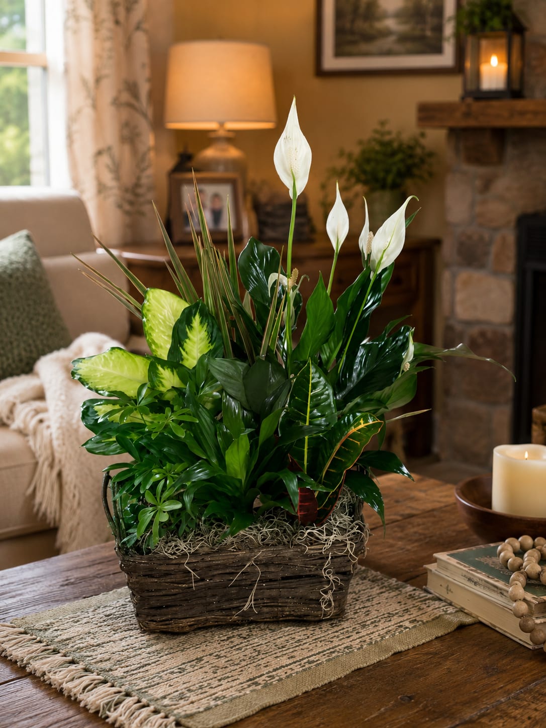 Earth and Elegance Dishgrden - When you want someone to know they matter, details matter. Rich greenery, elegant white blooms, fresh flowers, and a coordinating ribbon come together in a presentation that feels thoughtful, generous, and beautifully chosen from the moment it arrives. Not because it’s the biggest gift in the room. Because it’s the one that feels personal.  Perfect for sympathy, get well wishes, birthdays, anniversaries, thank you gifts, housewarmings, celebrations, and life’s unexpected moments, this lush garden brings warmth, beauty, and natural elegance to any home, office, hospital room, retirement community, memorial gathering, or family space.  The combination of vibrant green plants and graceful white blooms creates a look that is both welcoming and refined. It feels comfortable without being casual. Elegant without being formal. Impressive without trying too hard. That’s what makes it such an easy choice when the occasion matters and you want to send something that truly reflects your thoughtfulness.  Fresh flowers and a coordinating ribbon are included, adding color, charm, and a polished finishing touch that elevates the entire presentation. At approximately 12” x 24”, it offers a beautiful balance of presence and versatility, making it appropriate for both celebrations and expressions of support.