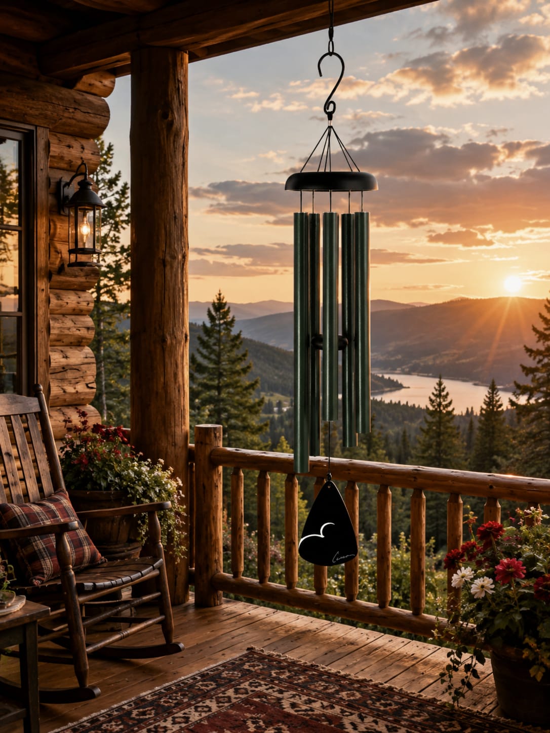 Forest Green Fleck 36" Windchime 60202 - Bring peaceful sound and timeless style to any outdoor space with this 36” forest green fleck wind chime featuring durable powder-coated aluminum tubes and rich, soothing resonance. Designed for porches, patios, gardens, memorial spaces, outdoor seating areas, and everyday décor, this elegant wind chime creates movement, sound, and visual beauty that can be enjoyed season after season.  Its versatile design makes it appropriate for birthdays, retirement gifts, anniversaries, get well wishes, thinking of you moments, holidays, housewarmings, sympathy occasions, and meaningful everyday gifting. The deep forest green fleck finish blends beautifully with natural surroundings, farmhouse décor, rustic settings, modern outdoor spaces, and classic garden styling without feeling overly themed or seasonal.  Standard presentations include decorative ribbon accents and a coordinating gift box for easy gifting. Deluxe presentations feature display on a temporary leased stand for services, events, or special gatherings with upgraded ribbon styling. Premium presentations add a fresh floral accent and designer ribbon for a fuller upscale presentation with added texture, color, and visual impact.  A lasting keepsake gift filled with calming sound, outdoor elegance, and meaningful presentation for life’s celebrations, milestones, and quiet moments alike.