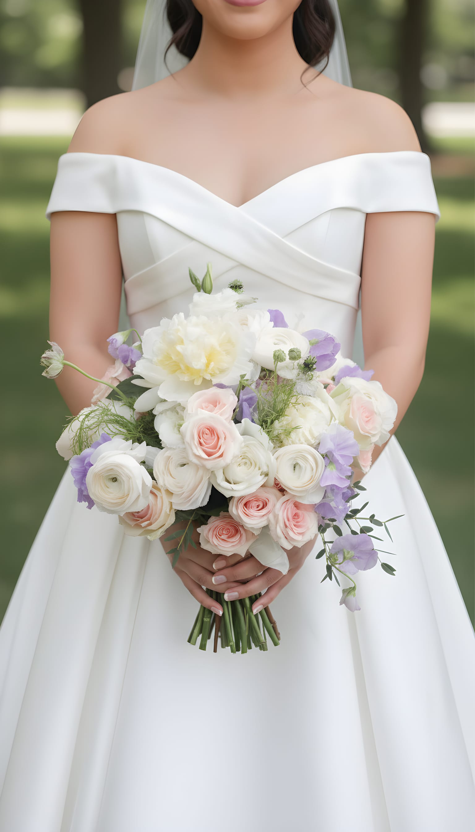 Blush Whisper Luxury Bridal Bouquet - The Blush Whisper bouquet is a dreamy mix of soft blush roses, white ranunculus, airy sweet peas, delicate peonies, and romantic garden florals designed in an organic, luxurious style. With its soft pastel palette and airy movement, this bouquet is perfect for romantic weddings, luxury garden ceremonies, and modern fairytale-inspired brides. Designed with premium seasonal blooms and layered textures, this bouquet offers an elevated, editorial bridal look while still feeling soft and timeless.  Perfect for brides searching for: • Blush and white bridal bouquet • Luxury wedding flowers • Romantic pastel wedding bouquet • Garden-inspired wedding florist • Elegant peony and ranunculus bouquet • Soft feminine bridal flowers • Southern California wedding florist  Each bouquet is custom crafted by Tommy Austin Florist with artistic attention to detail and premium fresh flowers.